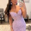 Women's Lace Mermaid Prom Dresses Long with Slit Mermaid Spaghetti Straps Backless Formal Evening Gowns YZTS099