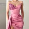 Beaded Prom Dresses 2025 Strapless Mermaid Spakly Formal Dresses Evening Gowns with Slit