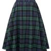Plaid Skirt for Womens High Waist Aline Pleated Midi Skirts