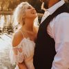 Women's Wedding Dresses Chic Lace Evening Dresses V Neck Ruffle Sleeves Beachy Boho Outdoorsy Wedding Gowns
