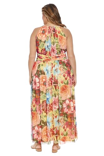 41Q8Wydj3UL.jpg Women's Mesh Halter Maxi with Ruched Waistband Event Guest of Occasion Garden Party