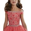 Girls' Off The Shoulder Pageant Dresses Tulle Aline Princess Prom Dress Formal Ball Gowns TF017