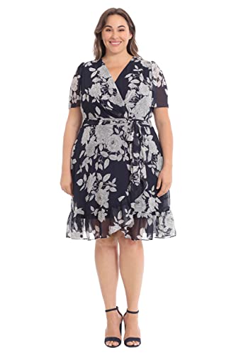 41RWaCOT7TL.jpg Women's Faux Wrap Dress with Ruffle Skirt Occasion Shower Office Career