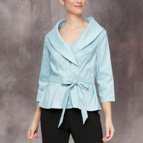 Women's Stretch Taffeta 3/4 Sleeve Formal Blouse, Special Occasion Dress Shirt