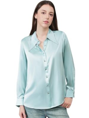 41UouHVwwVL.jpg Silk Blouses for Women Long Sleeve Women’s 100% Pure Silk Blouses Elegant Button Down Shirt Smooth Tops Cool Shirts