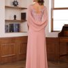 Lace Appliques Mother of The Bride Dress for Women Long Chiffon Cape Sleeve Lace Mother Groom Dresses RO209