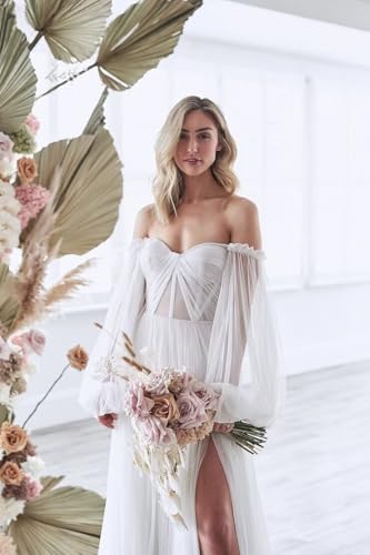 Long Sleeve Wedding Dress Plus Size Prom Dress 2024 Tulle Ball Gown Princess Formal Evening Gowns for Women