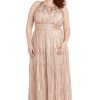 Women's Metallic Bloom Pleated Maxi Dress