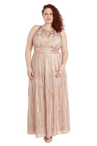 41Z4kHGDISL.jpg Women's Metallic Bloom Pleated Maxi Dress