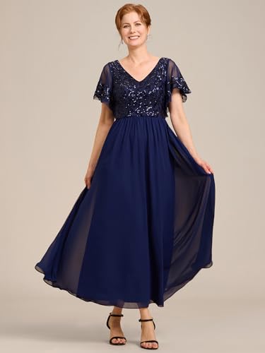 41d42pumunL.jpg Women's Formal Dress V-Neck Sequin Applique Ruffles Sleeves Backless A-Line Evening Dresses 01583
