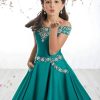 Flower Girls Off The Shoulder Pageant Dresses Long Princess Birthday Formal Party Ball Gowns Aline with Pockets