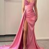 Beaded Prom Dresses 2025 Strapless Mermaid Spakly Formal Dresses Evening Gowns with Slit