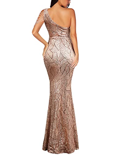 41ibd6JZtzL.jpg Women One Shoulder 1920s Plus Size Formal Dress Tassels Sleeve Sequins Gatsby Maxi Evening Gown