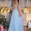 Spaghetti Straps Sequin Prom Dresses 2025 Long Sparkly A Line Formal Ball Gowns with Pockets YZTS228
