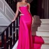 41jKIKxSlpL.jpg Strapless Beaded Mermaid Prom Dresses 2024 Long Satin Sweetheart Formal Evening Party Bridesmaid Gowns for Wedding with Slit