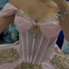 Bling Sequined Pearls Gold Embellishment Ball Gown Sweet 16 Quinceanera Dresses 2025 Mexican XV
