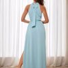 Halter Bridesmaid Dresses with Slit Chiffon Formal A Line Evening Gown for Women Long 2025 Flowy JA0095