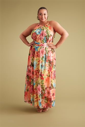 41kOAfLWM8L.jpg Women's Mesh Halter Maxi with Ruched Waistband Event Guest of Occasion Garden Party