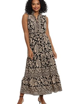 Women's Smocked Waist Boho Flattering Ruffle Maxi