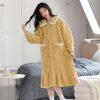 41lVxmGaGtL.jpg JSEIAJB Plush Pajama Dress Cardigan Bathrobe Pajamas Pajamas Women's Autumn And Winter Long Thickened