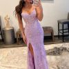 Women's Lace Mermaid Prom Dresses Long with Slit Mermaid Spaghetti Straps Backless Formal Evening Gowns YZTS099