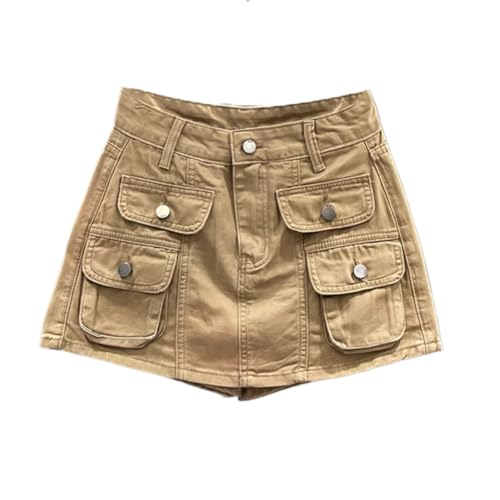 41rmWa3gZ8L.jpg American Casual Pocket Work Denim Skirt for Women in Summer Slimming Short Pants