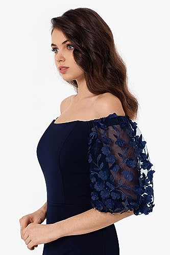 Women's Illusion Sleeve Off The Shoulder Long Dress (Reg and Petite)