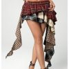Women's Plaid Ruffle Mini Skirt Y2k A Line Layered Asymmetrical Hem Skirts with Shorts Underneath
