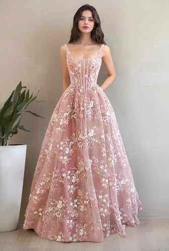 Elegant Tulle Prom Dresses for Teens Retro A Line Square Neck Formal Evening Party Gowns 2024