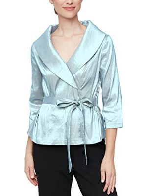 Women's Stretch Taffeta 3/4 Sleeve Formal Blouse, Special Occasion Dress Shirt