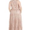 Women's Metallic Bloom Pleated Maxi Dress