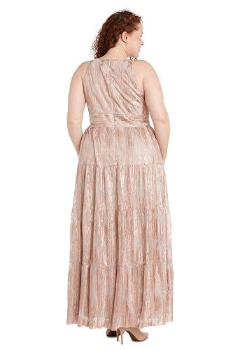 41tg4M-jp5L.jpg Women's Metallic Bloom Pleated Maxi Dress
