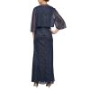 Women's Long Sleeveless Gown with Bolero Cascade Jacket, Mother of The Bride, Party Dress