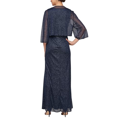 41tpQ4XMG5L.jpg Women's Long Sleeveless Gown with Bolero Cascade Jacket, Mother of The Bride, Party Dress