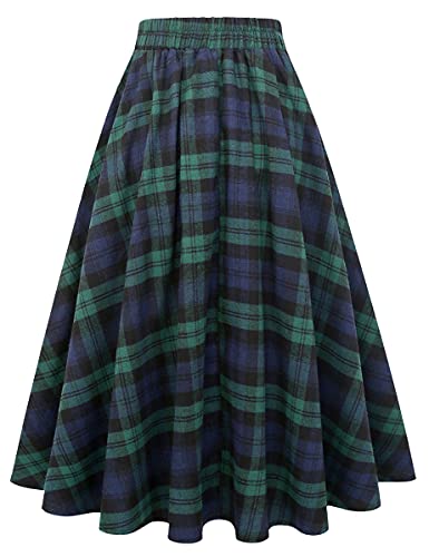 41vHwfdPOBL.jpg Plaid Skirt for Womens High Waist Aline Pleated Midi Skirts