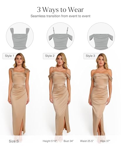 Womens Shapewear Maxi Dress Multi Way Wear Off The Shoulder Bodycon Long Cocktail Formal Dresses