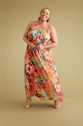 41vckHXJ5rL.jpg Women's Mesh Halter Maxi with Ruched Waistband Event Guest of Occasion Garden Party