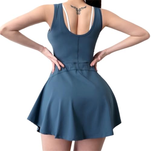 41vrH1HFguL.jpg Tennis Skirt Tennis Dress Sports Dress Anti-Glare U-Shaped Halter -Piece Yoga Suit, Breathable and Quick-Drying