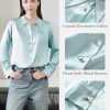 Silk Blouses for Women Long Sleeve Women’s 100% Pure Silk Blouses Elegant Button Down Shirt Smooth Tops Cool Shirts