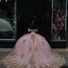 Bling Sequined Pearls Gold Embellishment Ball Gown Sweet 16 Quinceanera Dresses 2025 Mexican XV