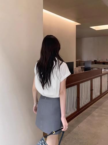 Korean Style Gray Casual Skirt Short Womens Summer Waist Pants