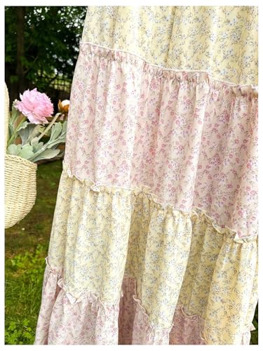 Women's Plaid Print Tiered Layer A Line Ruffle Hem Loose Fit Casual Long Maxi Skirts