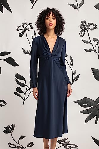 515yh4P0g4L.jpg Women's Twist V-Neck Bias Skirt Midi