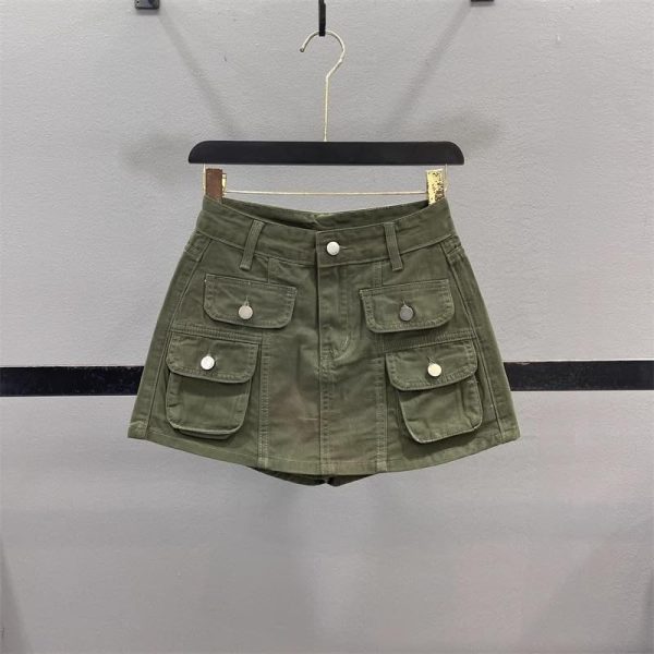 517-ObjtfJL.jpg American Casual Pocket Work Denim Skirt for Women in Summer Slimming Short Pants