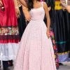 Spaghetti Straps Sequin Prom Dresses 2025 Long Sparkly A Line Formal Ball Gowns with Pockets YZTS228