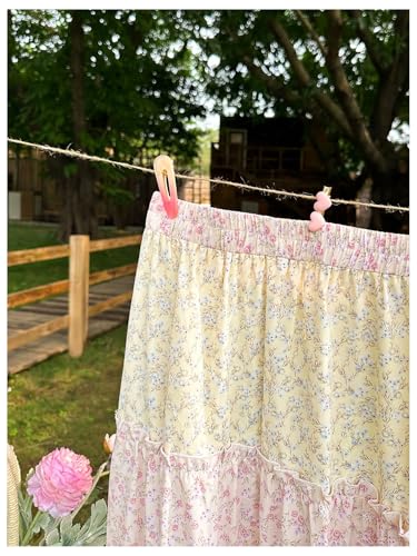 Women's Plaid Print Tiered Layer A Line Ruffle Hem Loose Fit Casual Long Maxi Skirts