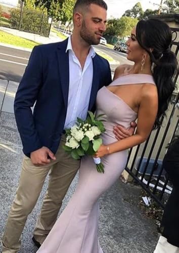 51B-eStvHhL.jpg Stretch Spandex Bridesmaid Dresses Long 2025 One Shoulder Formal Gowns for Women Mermaid Prom Wedding Guest Dress DR0194