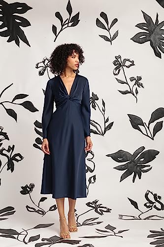 51BpISG1NrL.jpg Women's Twist V-Neck Bias Skirt Midi