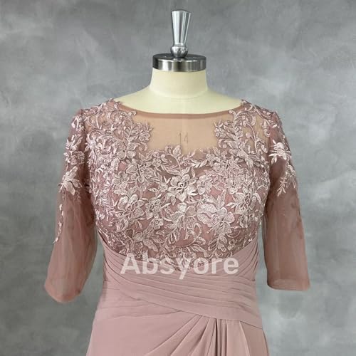51EFf3HCbmL.jpg Lace Mother of The Bride Dresses for Wedding 3/4 Sleeves Chiffon Long Formal Evening Gown for Women