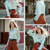 Silk Blouses for Women Long Sleeve Women’s 100% Pure Silk Blouses Elegant Button Down Shirt Smooth Tops Cool Shirts